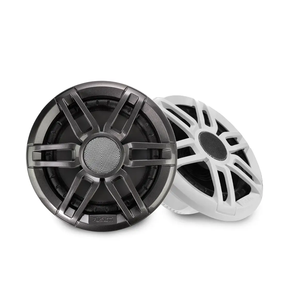 Fusion XS-F65SPGW Marine Speakers in black and white