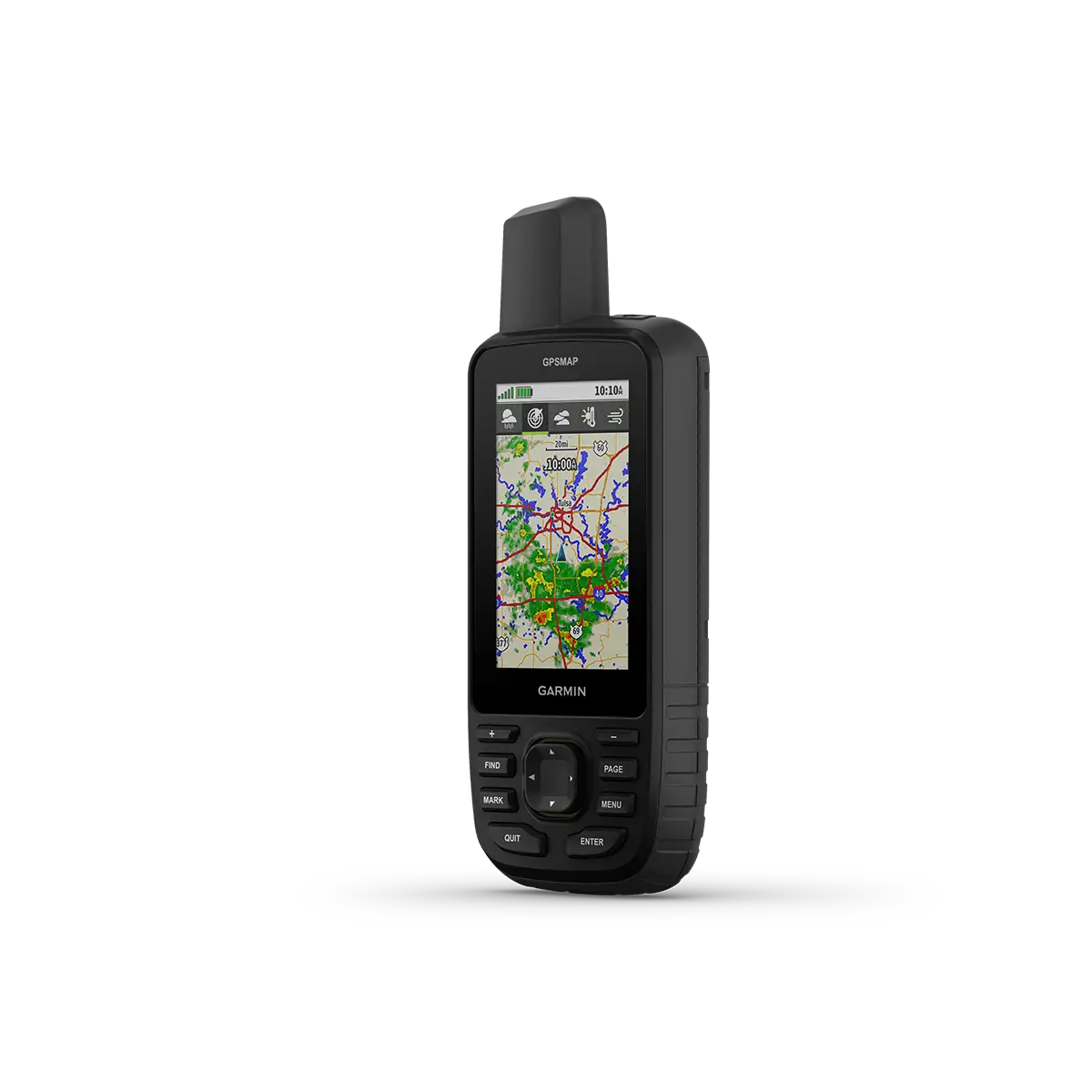 Garmin GPSMAP 67 left angled with map screen