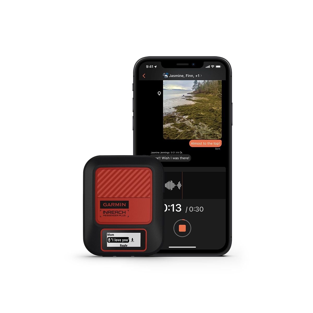Garmin inReach Messenger Plus with phone recording voice message