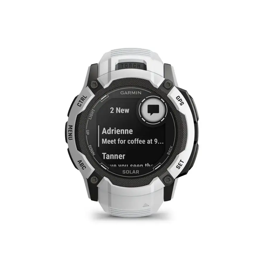 Garmin Instinct 2X Solar in whitestone with messages screen