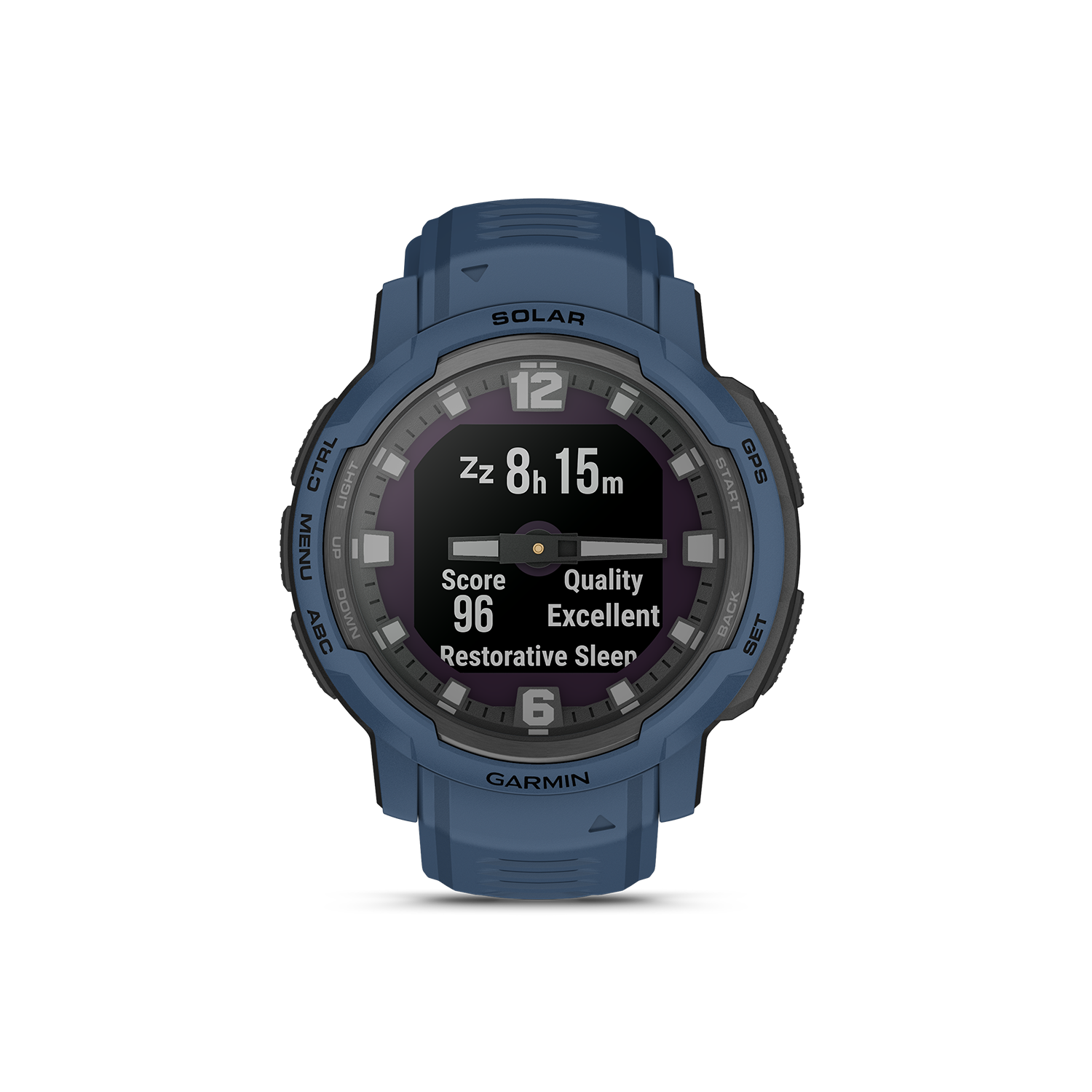 Garmin Instinct Crossover Solar in blue sleep score