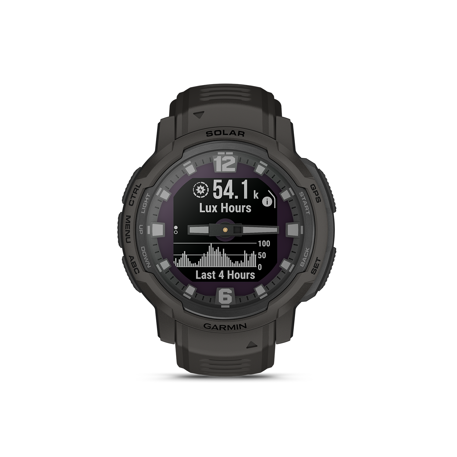 Garmin Instinct Crossover Solar in graphite lux hours