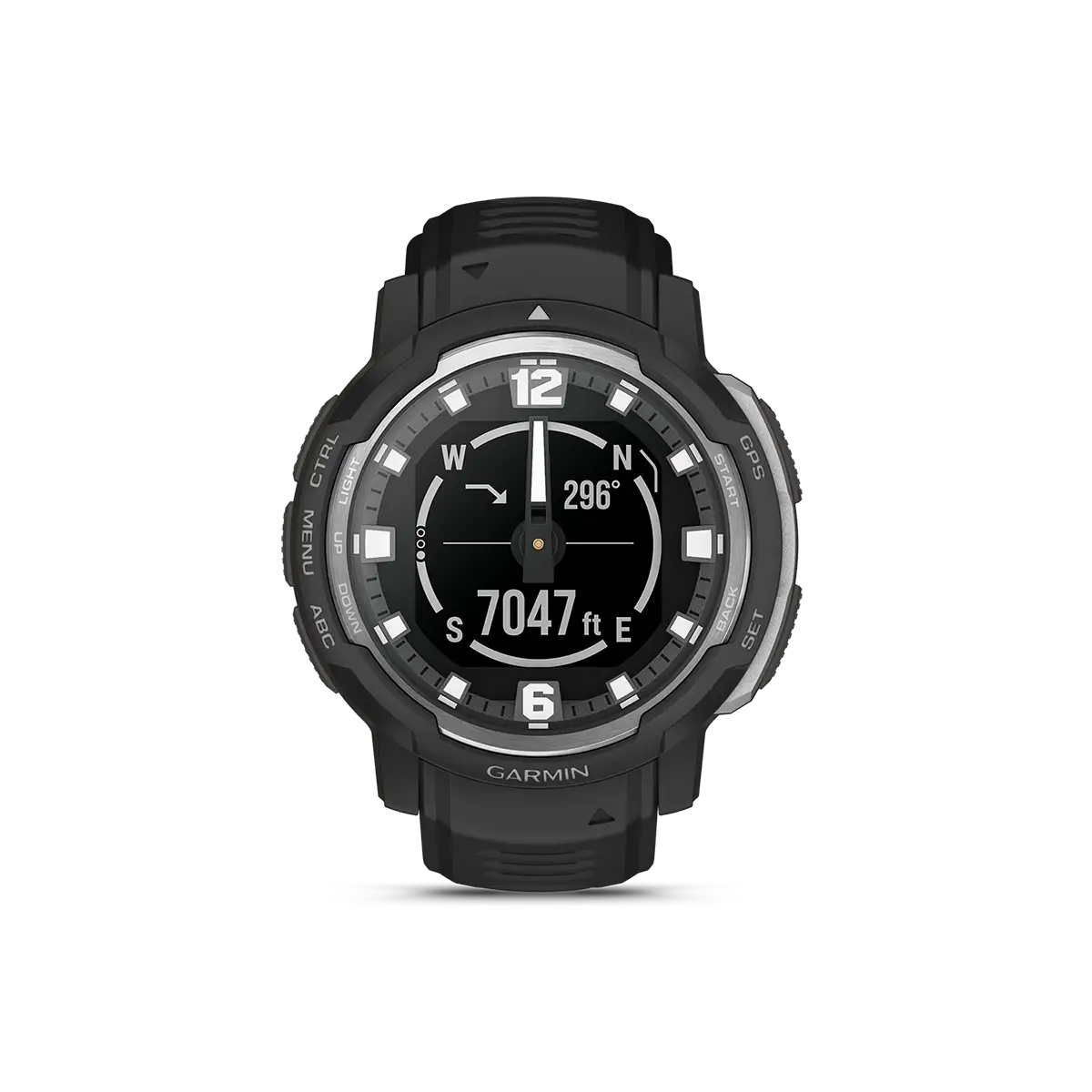 Garmin Instinct Crossover in black with elevation