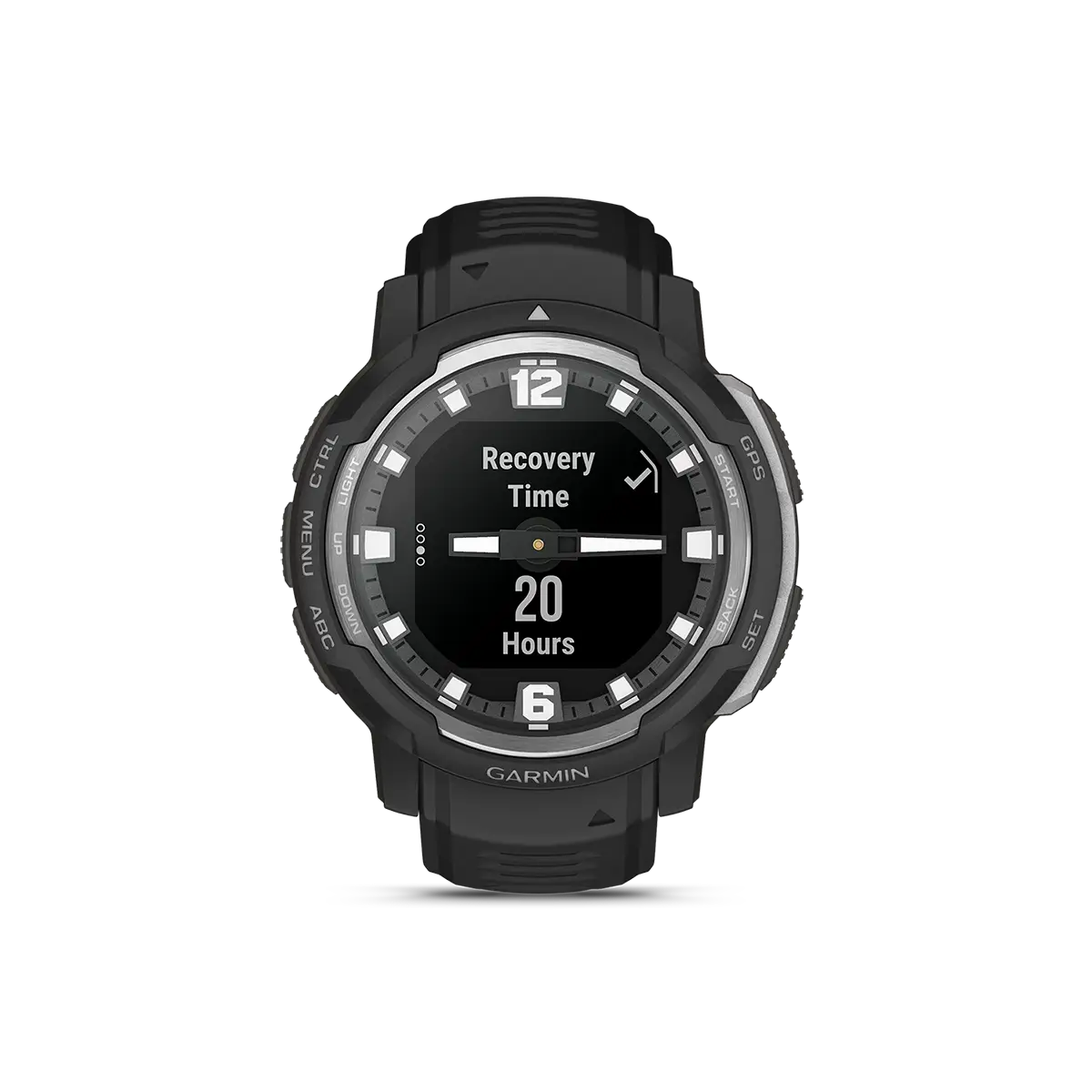 Garmin Instinct Crossover in black with recovery time page