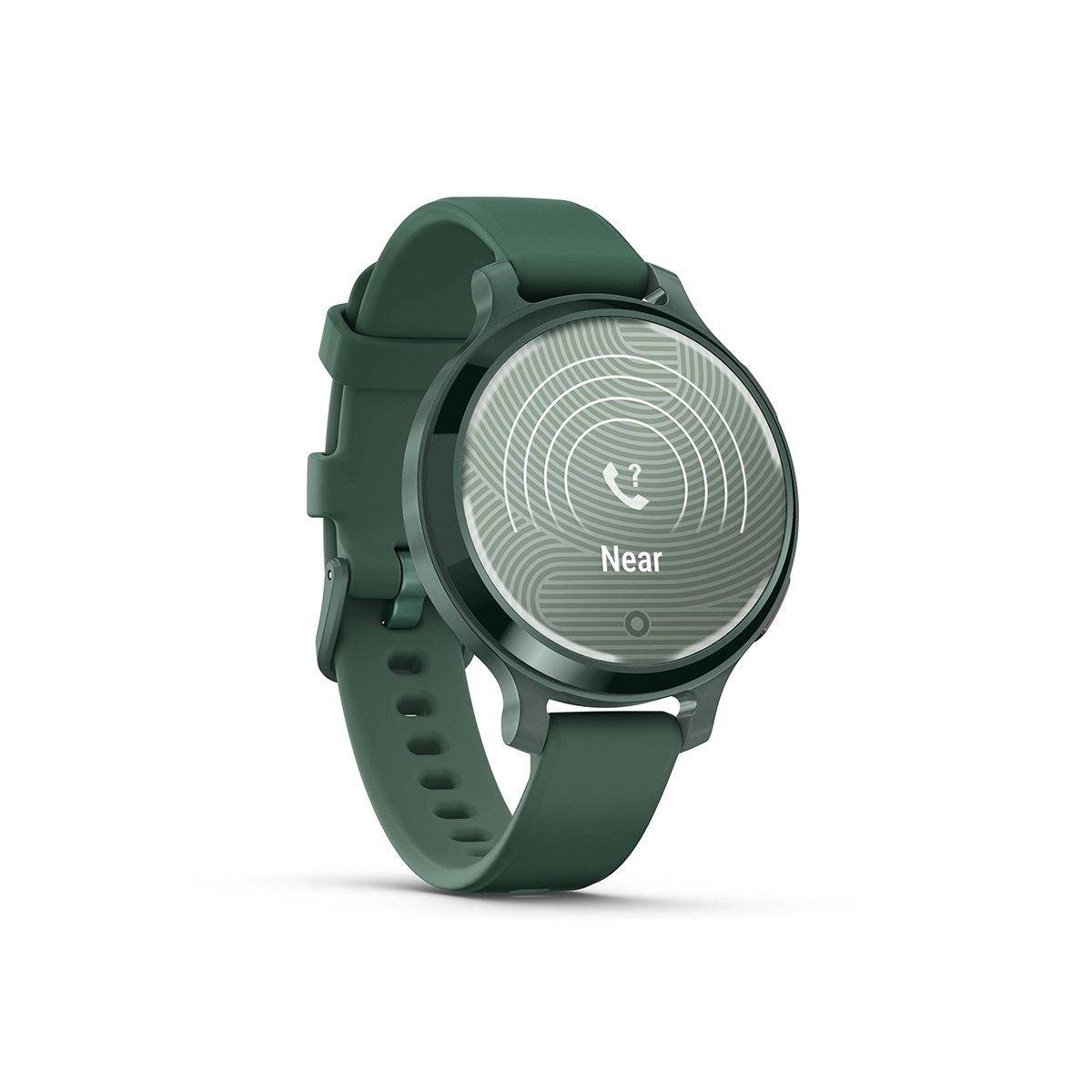 Garmin Lily 2 Active in Lunar Gold with Silver with Jasper Green with Jasper Green Silicone Band find my phone