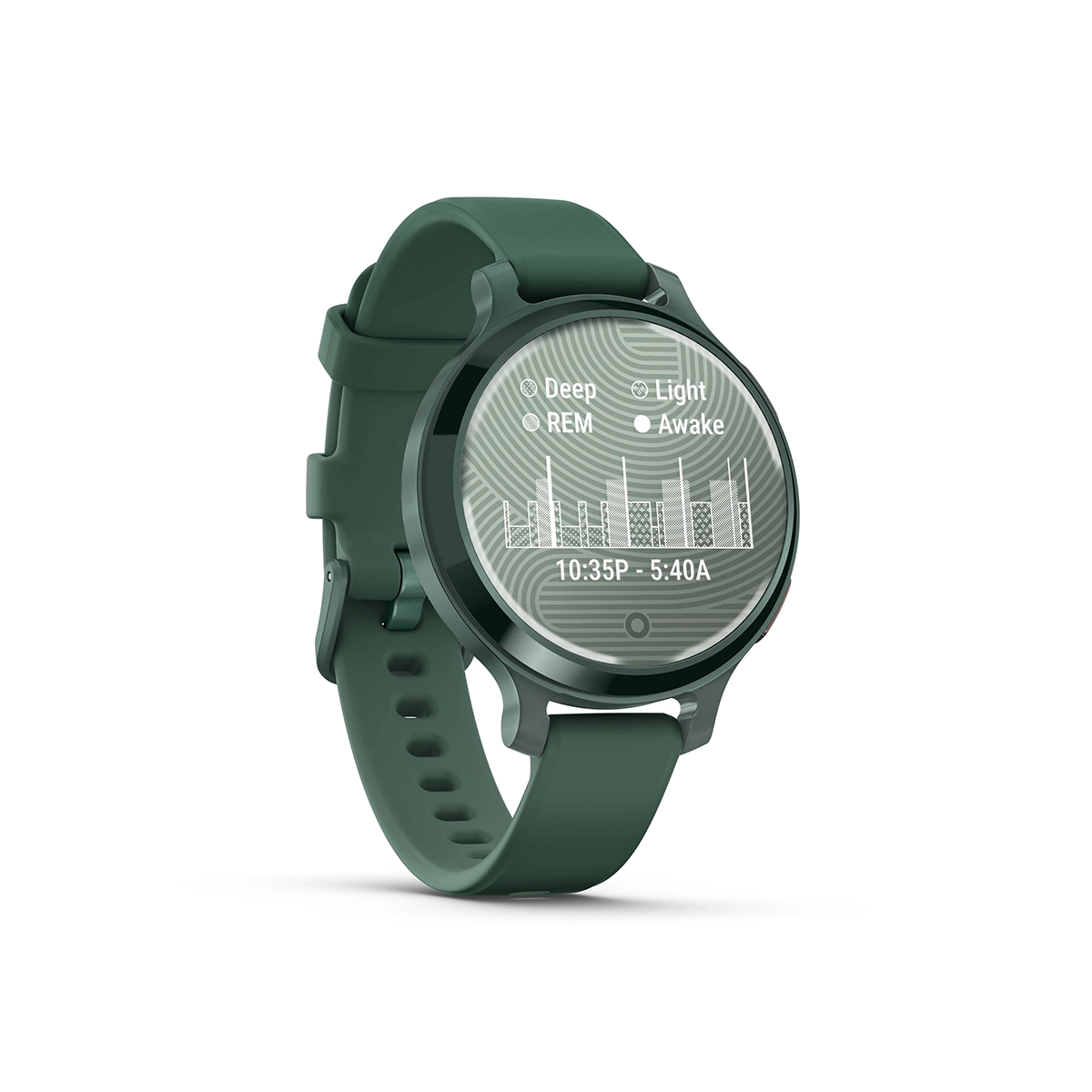Garmin Lily 2 Active in Lunar Gold with Silver with Jasper Green with Jasper Green Silicone Band sleep chart