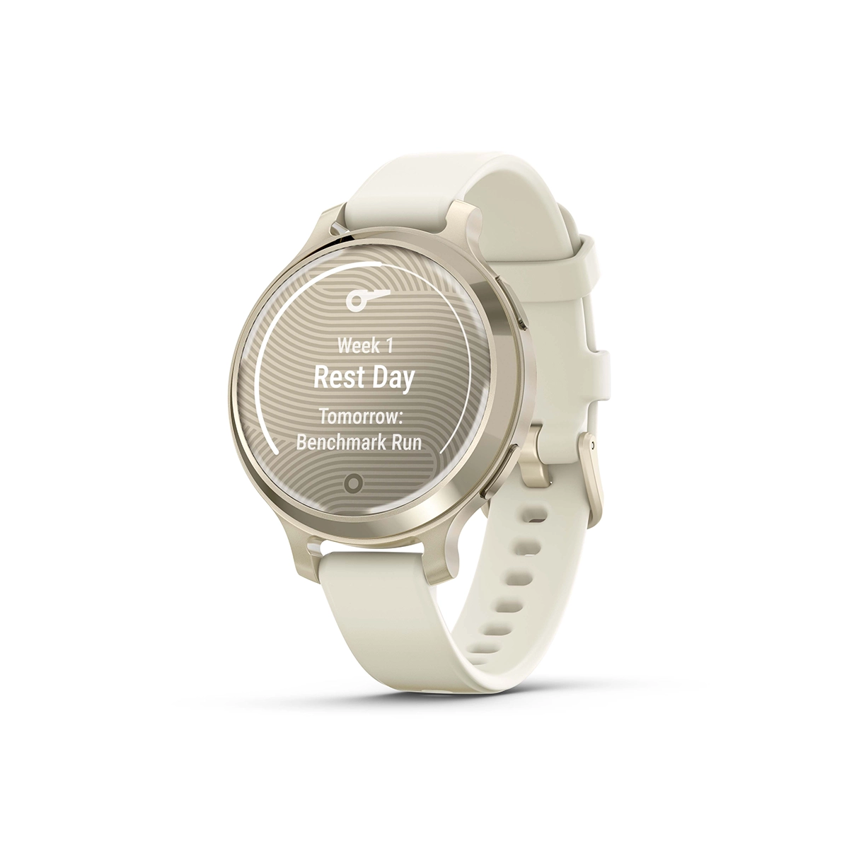 Garmin Lily 2 Active in Lunar Gold with Bone Silicone Band Garmin coach