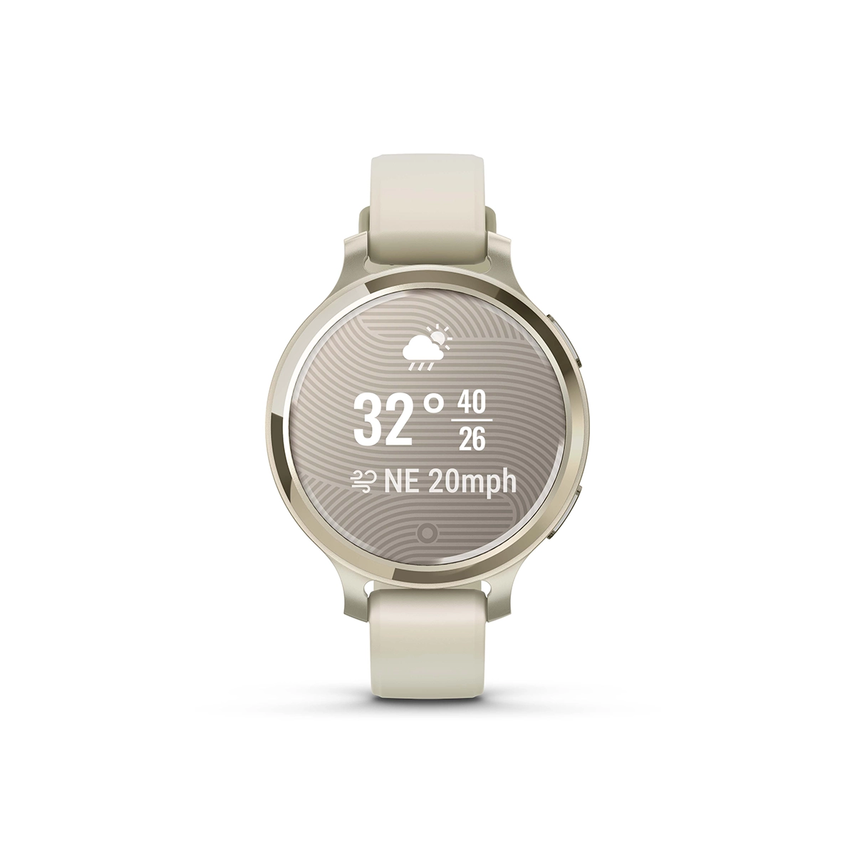 Garmin Lily 2 Active in Lunar Gold with Bone Silicone Band weather