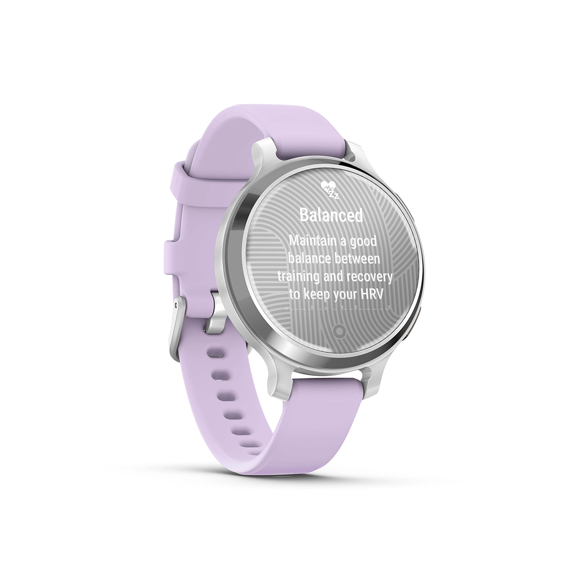 Garmin Lily 2 Active in Lunar Gold with Silver with Purple Jasmine Silicone Band HRV insigth
