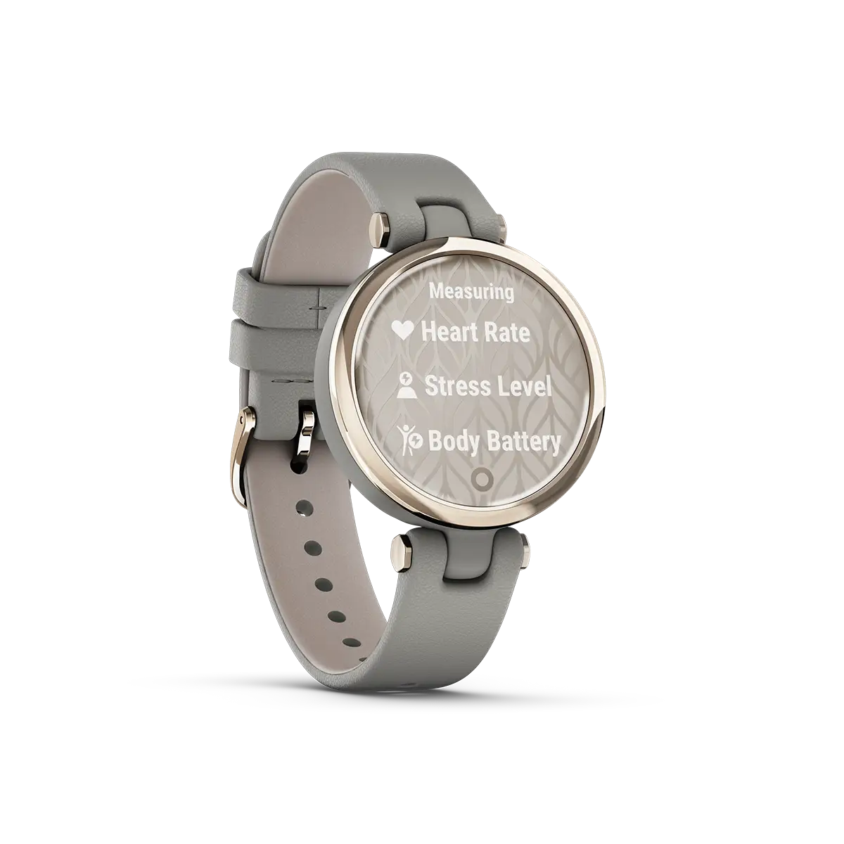 Garmin Lily Smartwatch & Fitness Tracker with Grey leather band and Measuring menu