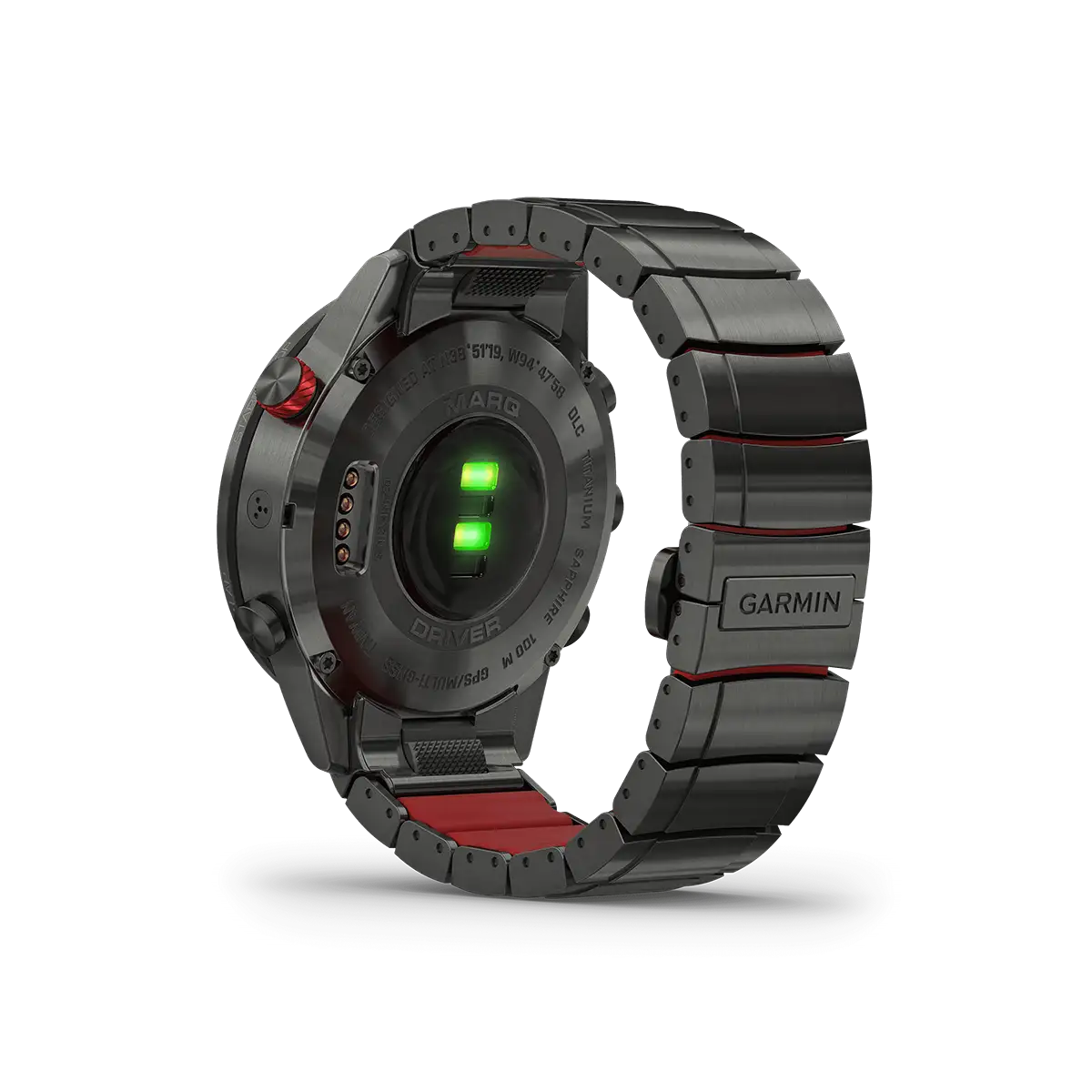 Garmin MARQ Driver back view with heart rate monitor