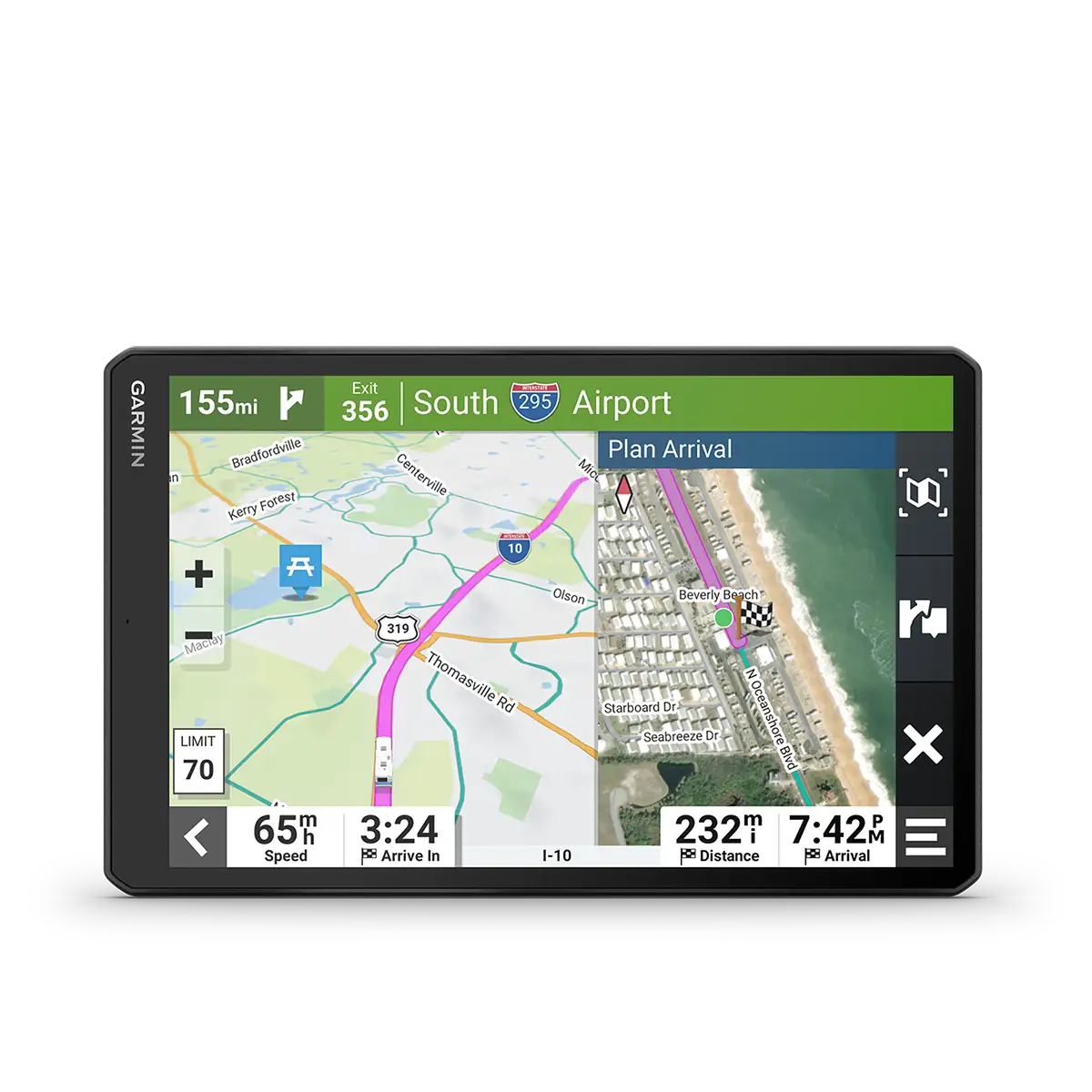 Garmin RV 1095 arrivals screen