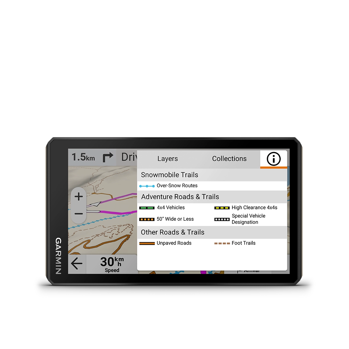 Garmin Tread 2 with active snowmobile trail