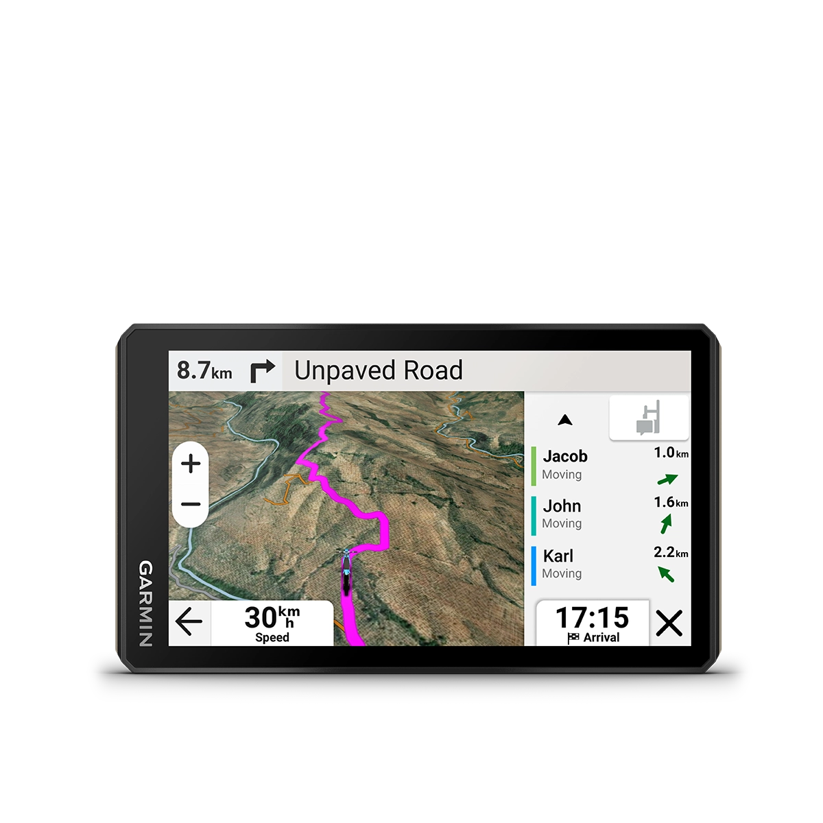 Garmin Tread 2 with group ride active route