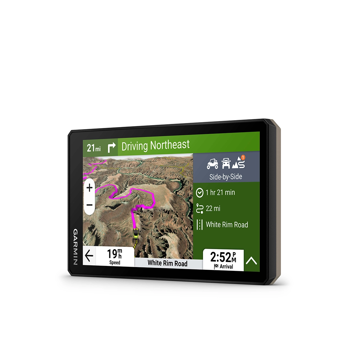 Garmin Tread 2 with vehicle profile on map