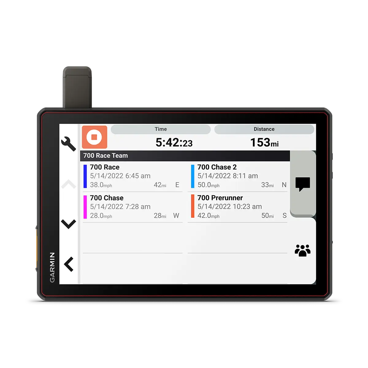 Garmin Tread XL Baja Chase with race teams page