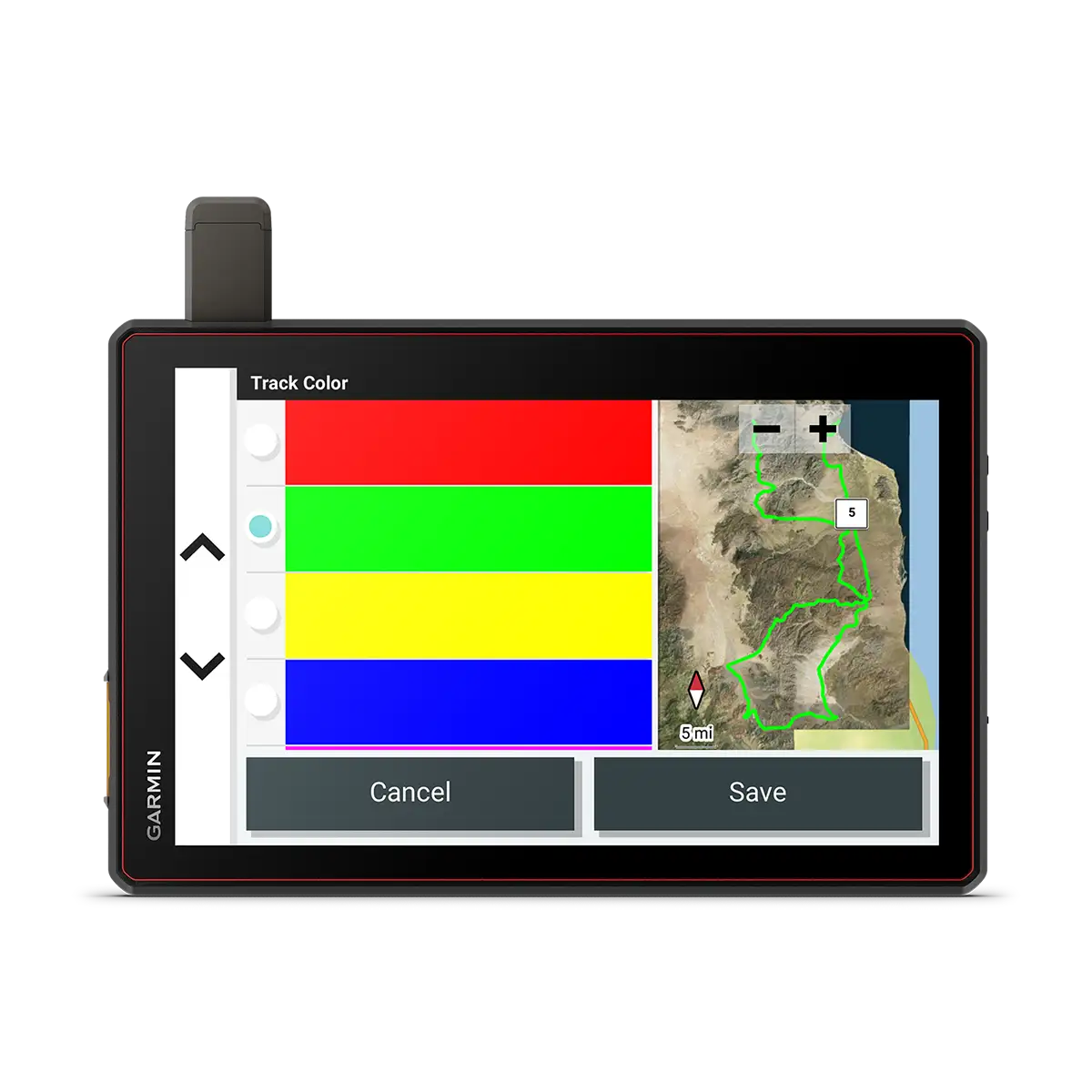 Garmin Tread XL Baja Chase with choosing track color screen