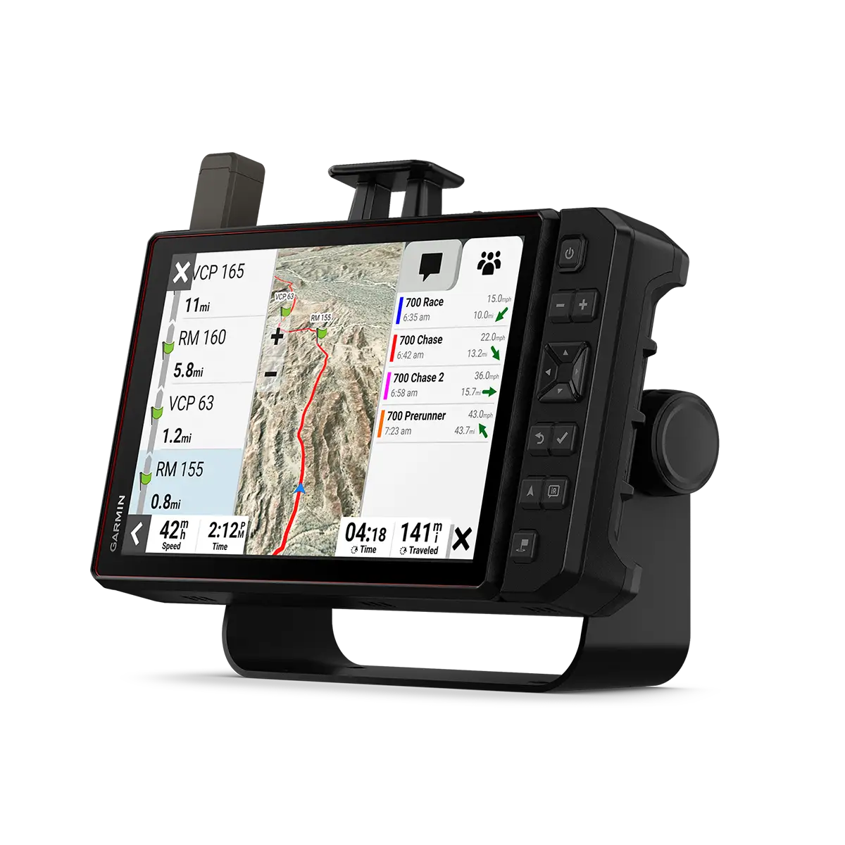 Garmin Tread XL Baja Race angled left with teams and routes