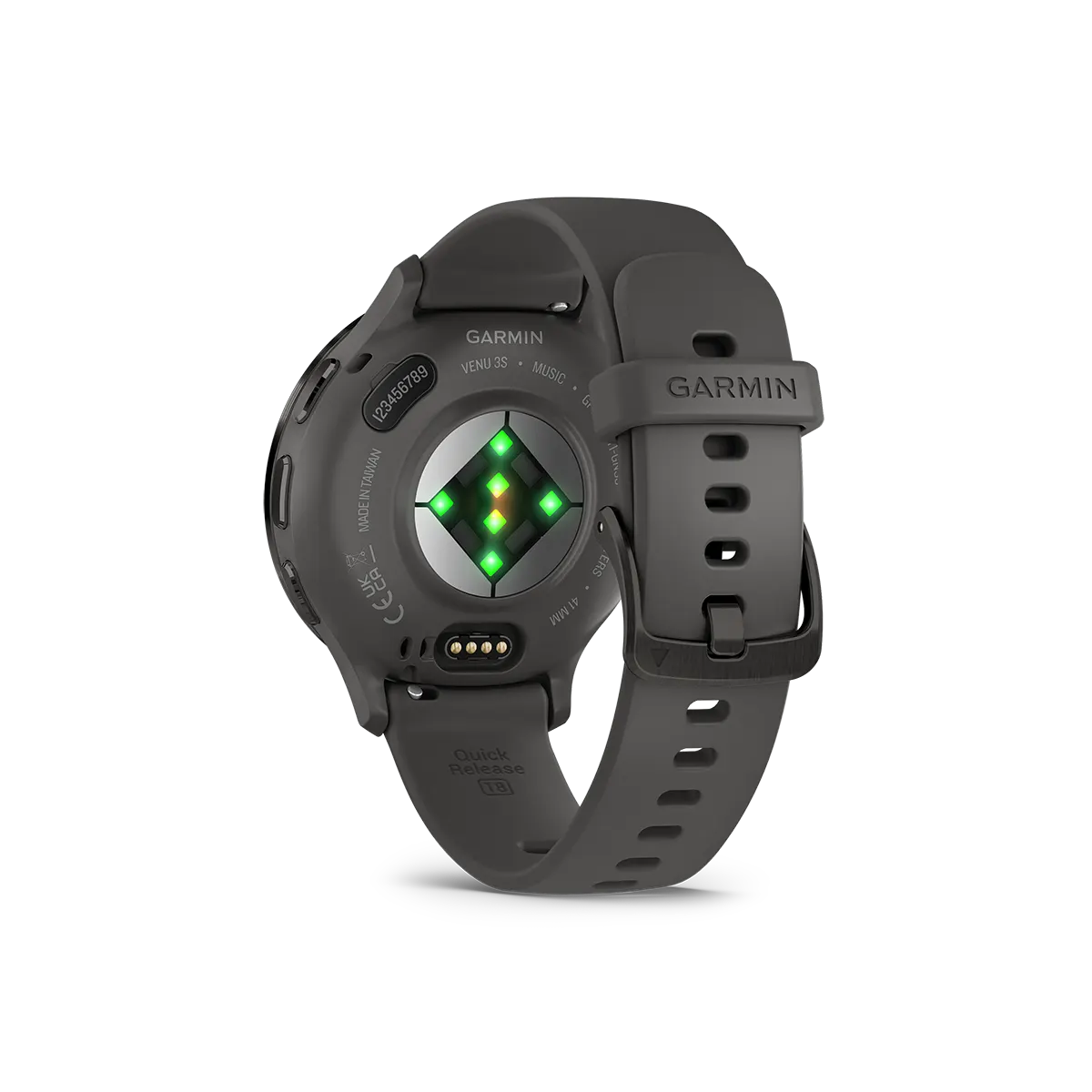 Garmin venu 3s in slate and pebble grey heart rate monitor view