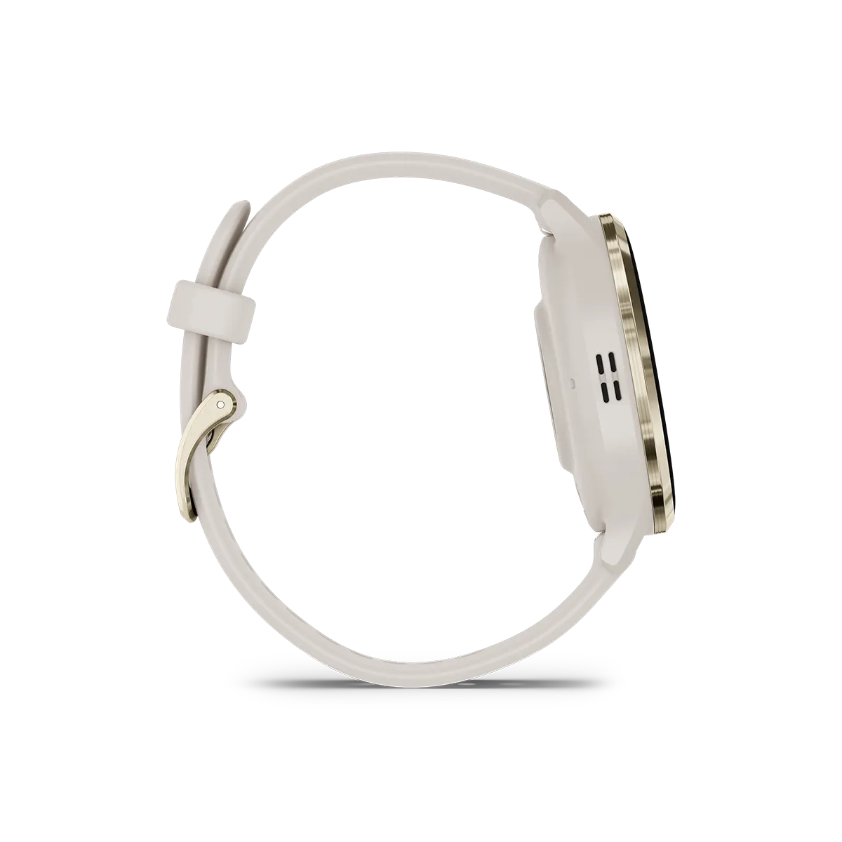 Garmin venu 3s in soft gold and ivory side view