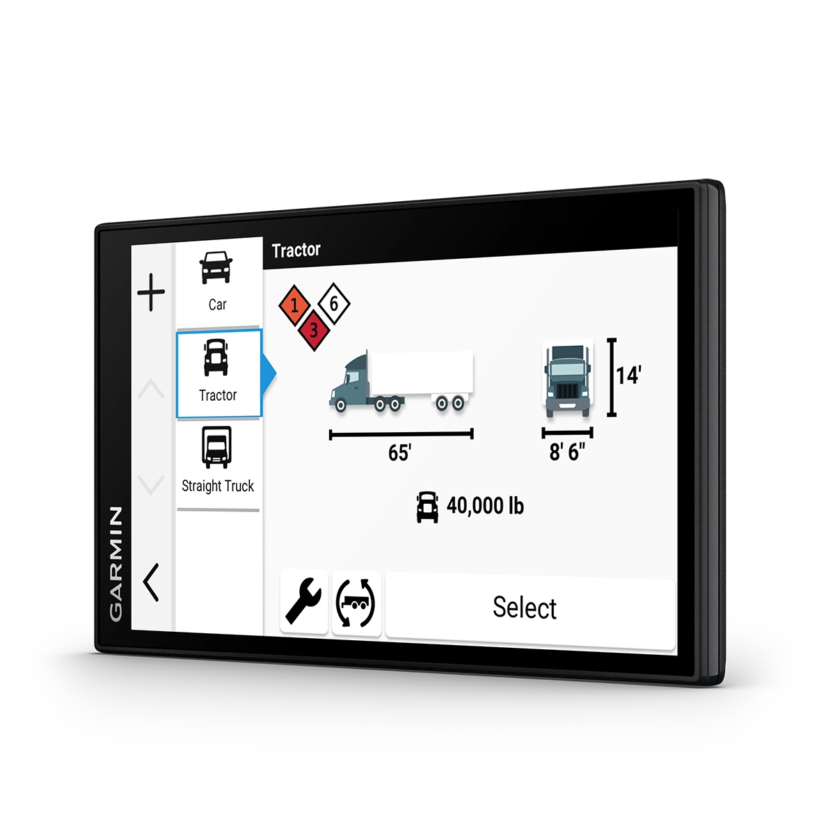 Garmin dezl OTR620 truck profile