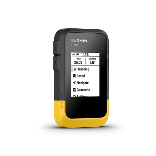 Garmin eTrex SE angled right with menu screen
