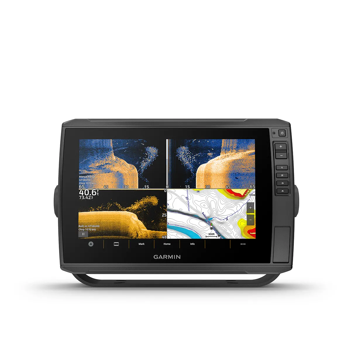 Garmin ECHOMAP Ultra 2 106sv split 4 screens of CHIRP sonar