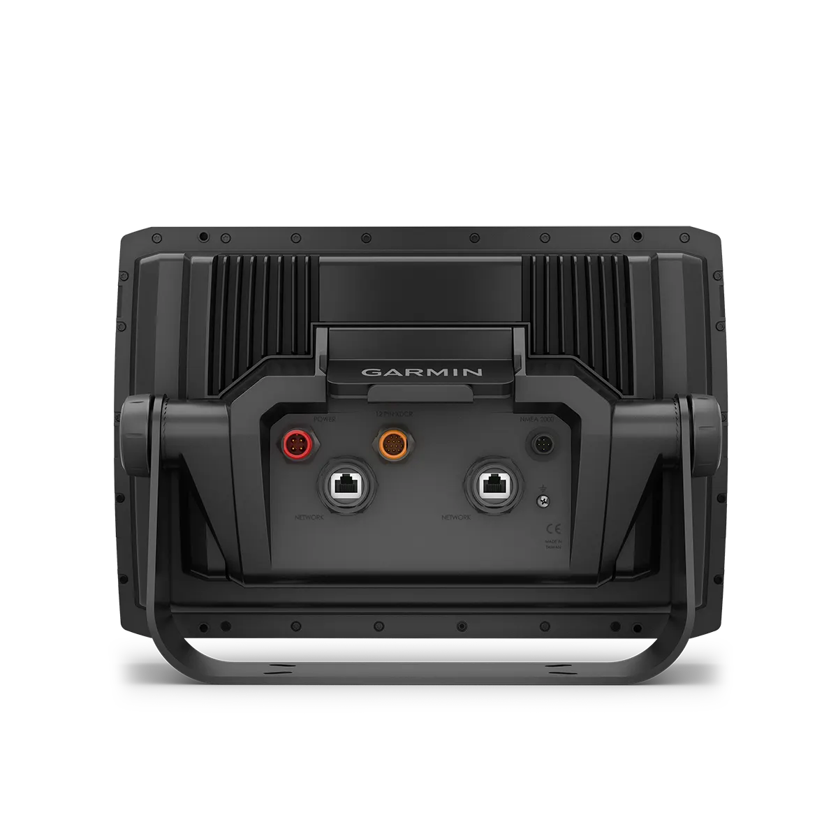 Rear view of Garmin ECHOMAP Ultra 2 126sv 12” connections for LiveScope bundle, network, and power