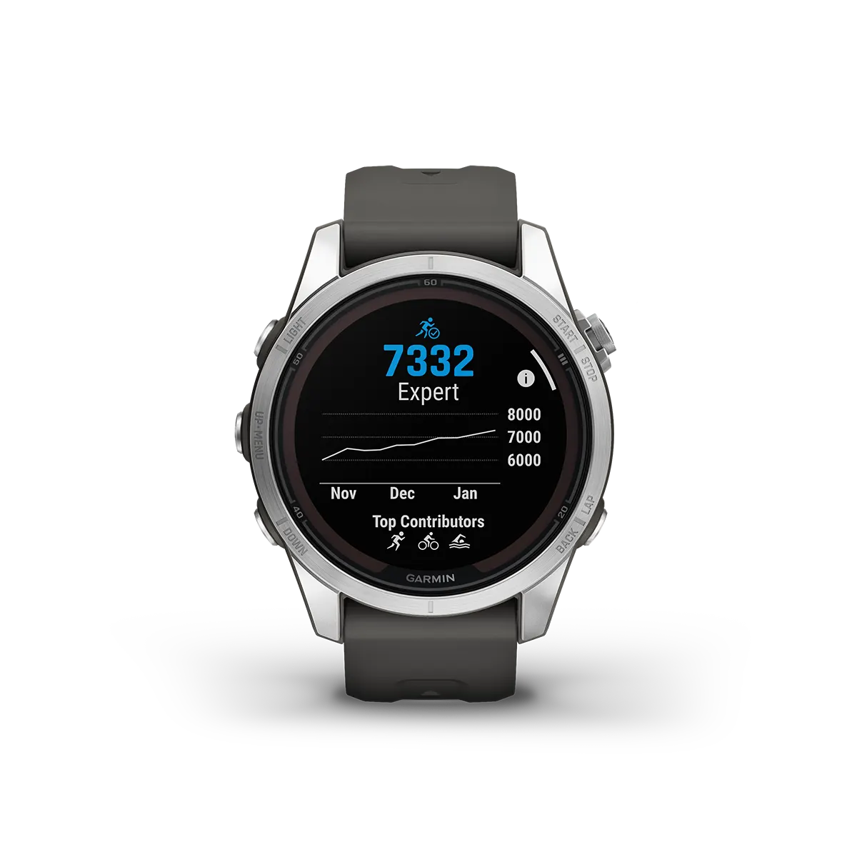 fenix 7S Pro Solar Edition in Silver with Graphite Band climbpro