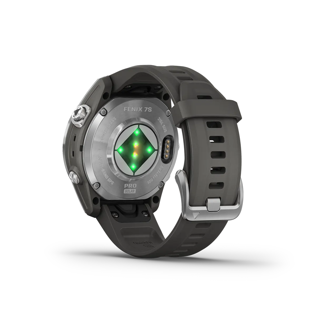 fenix 7S Pro Solar Edition in Silver with Graphite Band heart rate monitor