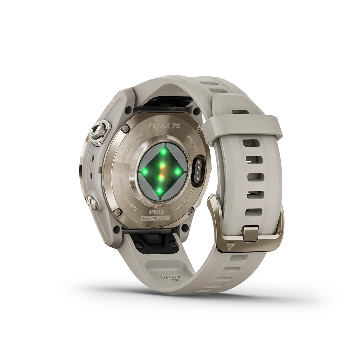 fenix 7S Pro Sapphire Solar Edition in Soft Gold with Light Sand Band heart rate monitor
