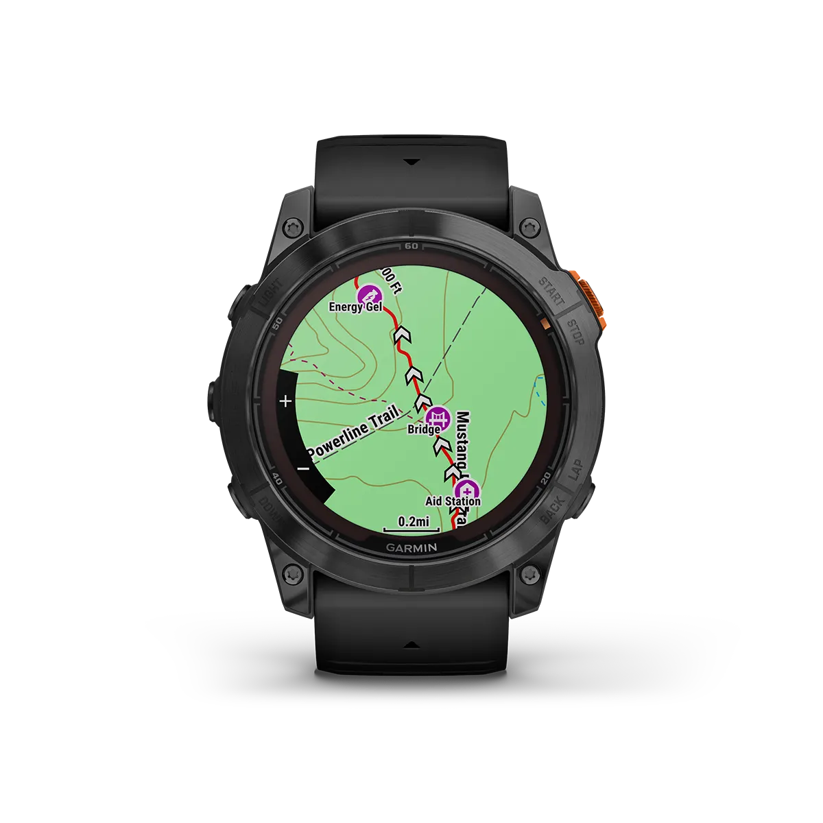 fenix 7X Pro Solar in Titanium with Slate Gray with Black Band map