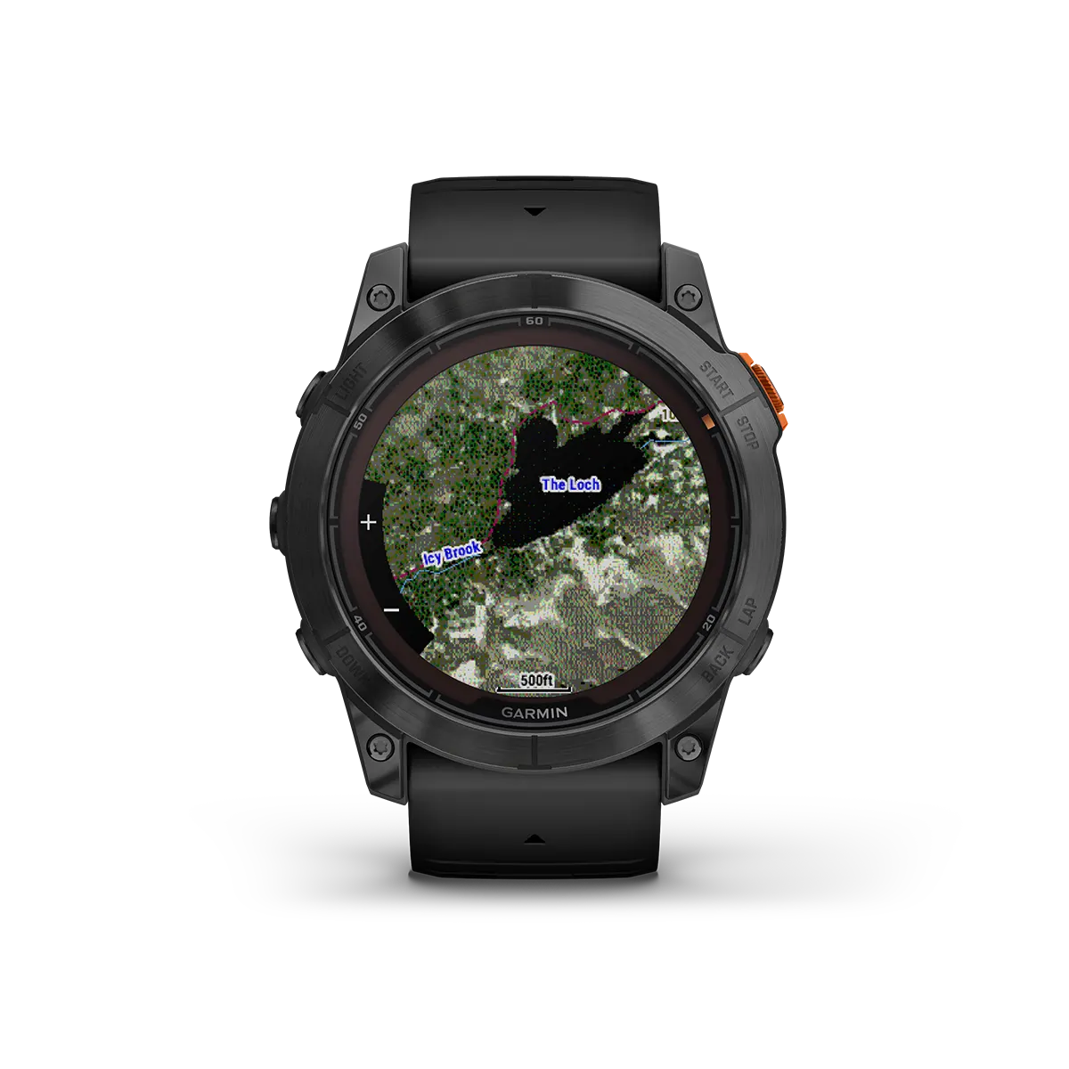 fenix 7X Pro Solar in Titanium with Slate Gray with Black Band satellite imagery