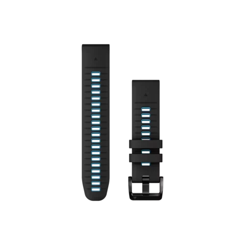 Garmin QuickFit 22 Watch Bands, Black/Cirrus Blue Silicone (010-13280-05)