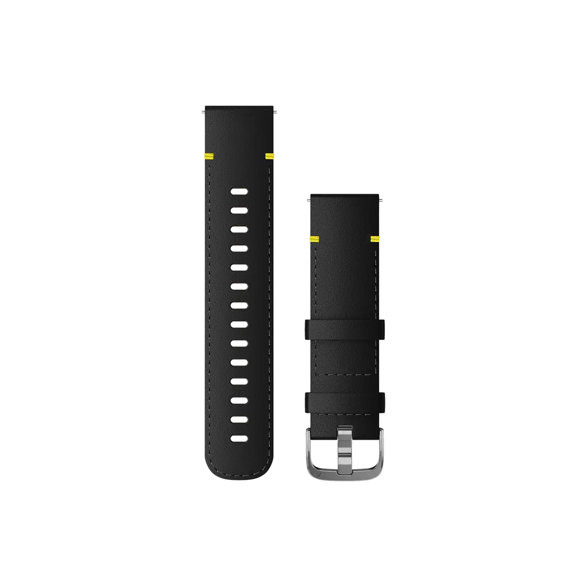 Quick Release Bands (20 mm), Black Leather with Silver Hardware