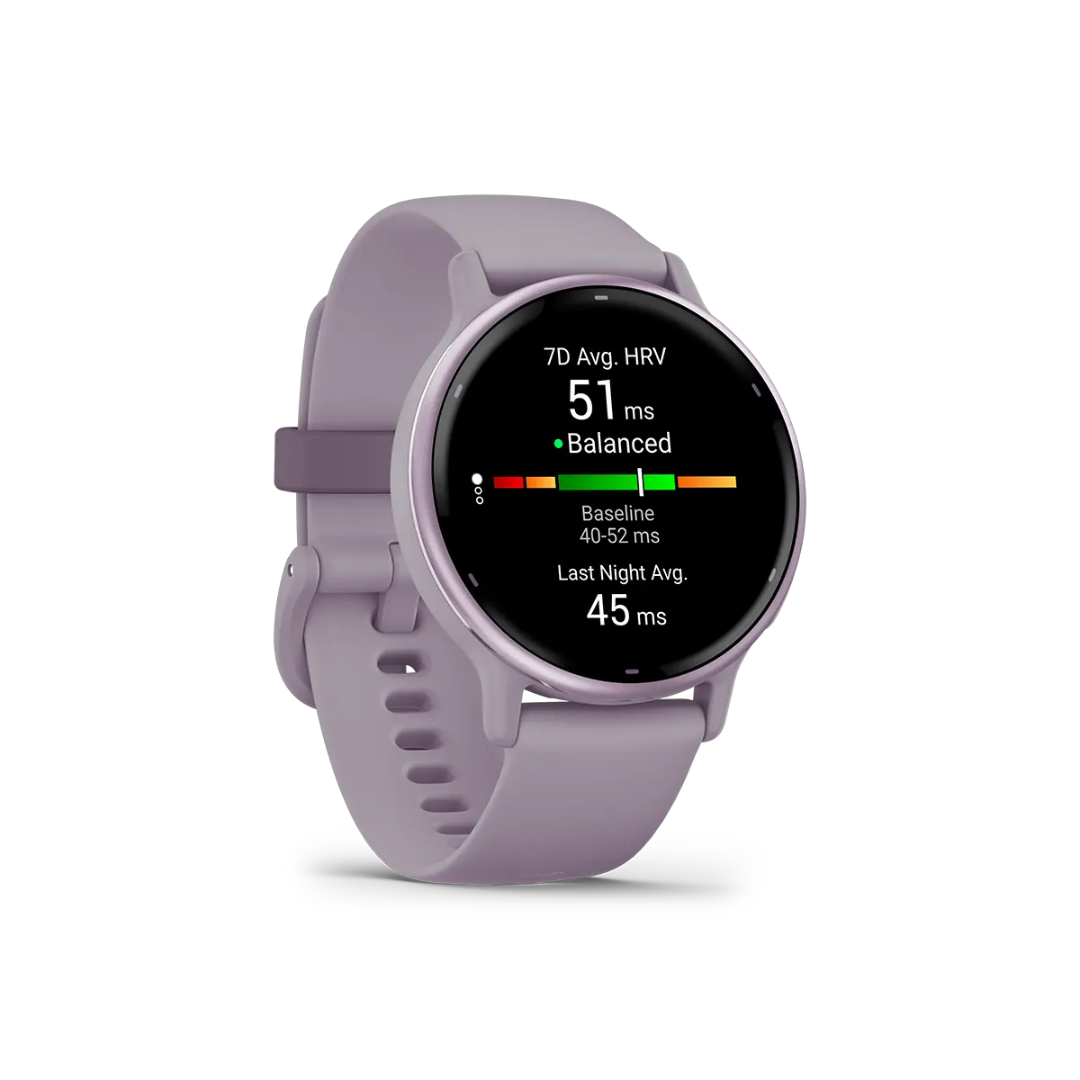 Garmin vivoactive 5 in orchid angled right