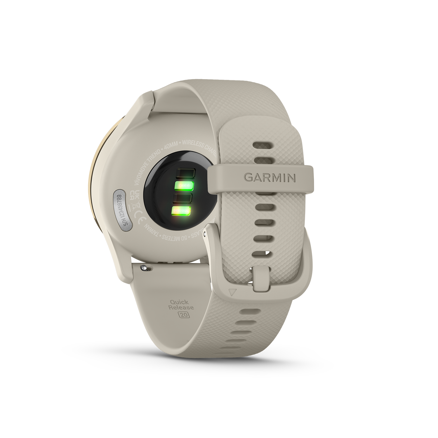 Garmin vivomove Trend in gold back side with heart rate