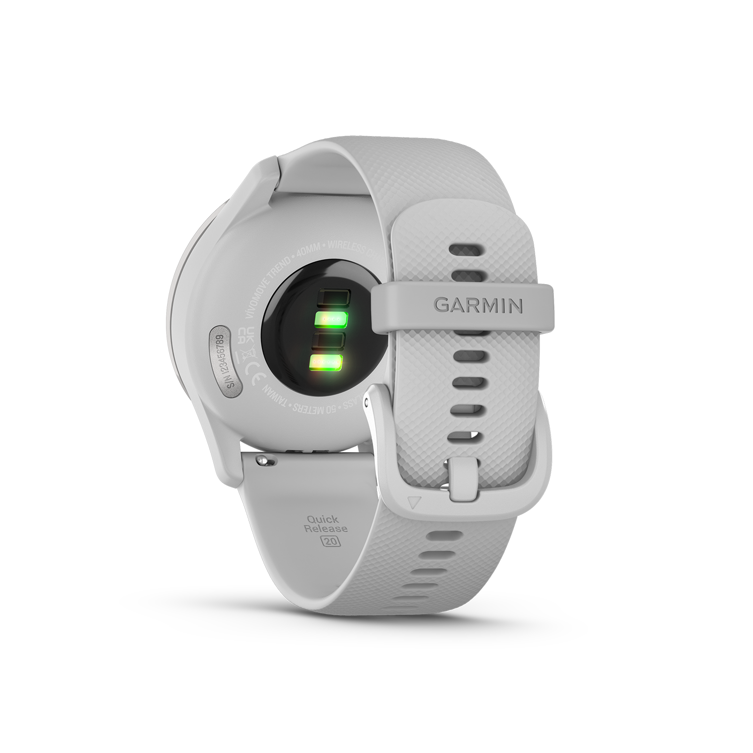 Garmin vivomove Trend in silver back side with hear rate