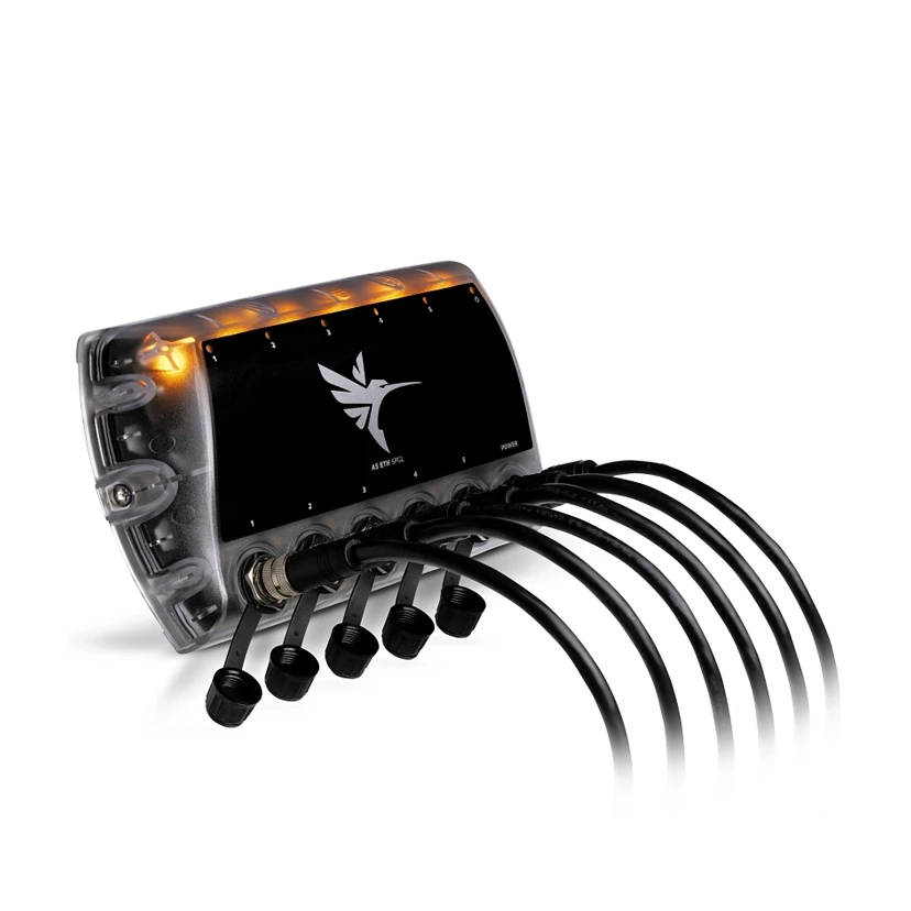 Humminbird AS ETH 5PGL - 5 Port Ethernet Switch with cables and orange light