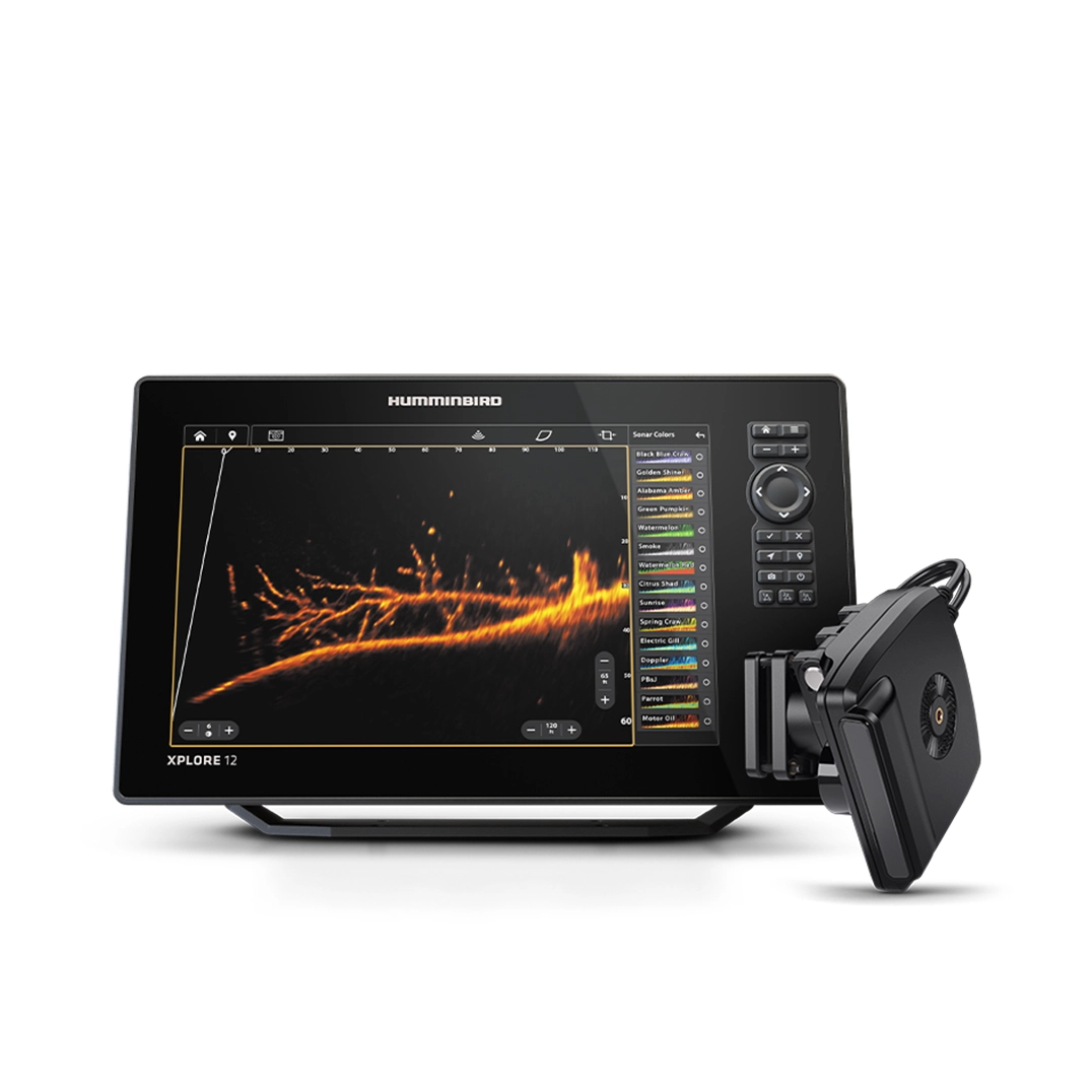 Humminbird MEGA Live 2 Forward-Facing Sonar view on chartplotter. Chartplotter not included