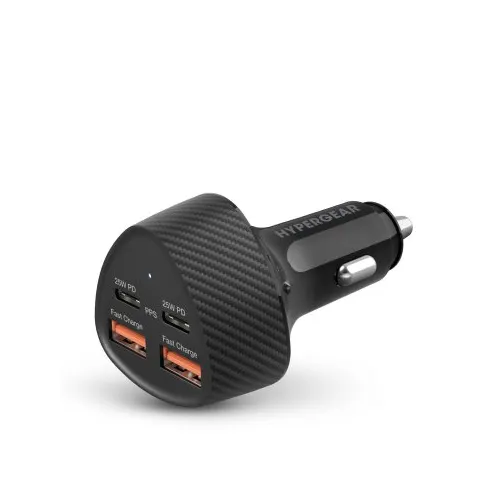 HyperGear SpeedBoost 50W Dual USB-C & Dual USB-A CLA Fast Charge Car Charger