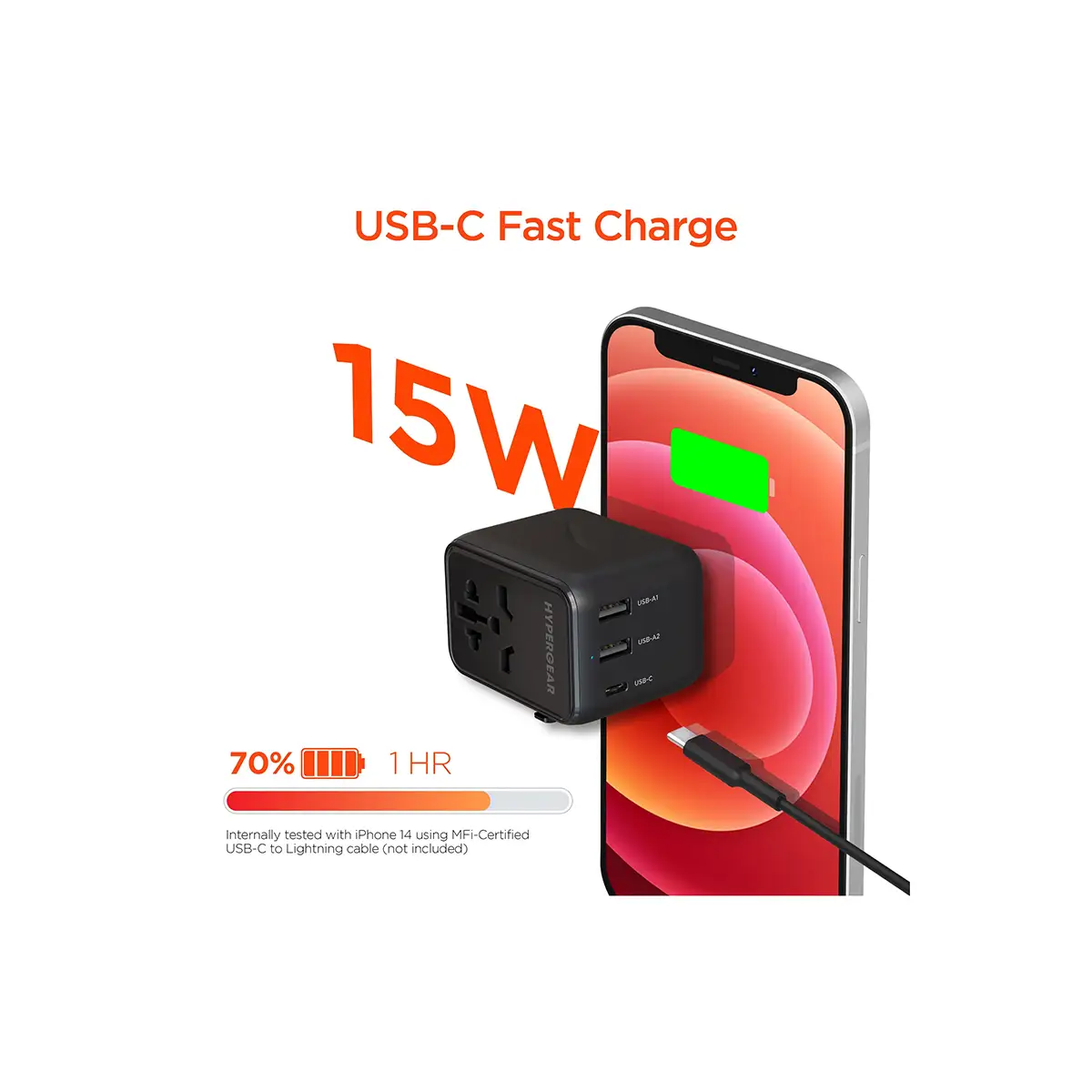 Hypergear WorldCharge Universal Travel Adapter USB-C fast charge