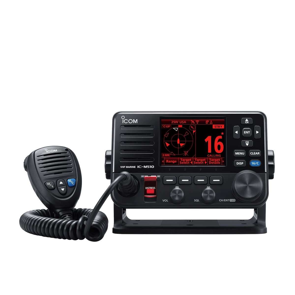 Icom IC-M510 EVO VHF marine radio with night view for night boating