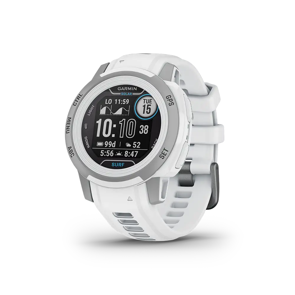 Garmin Instinct2 Solar Surf White angled left