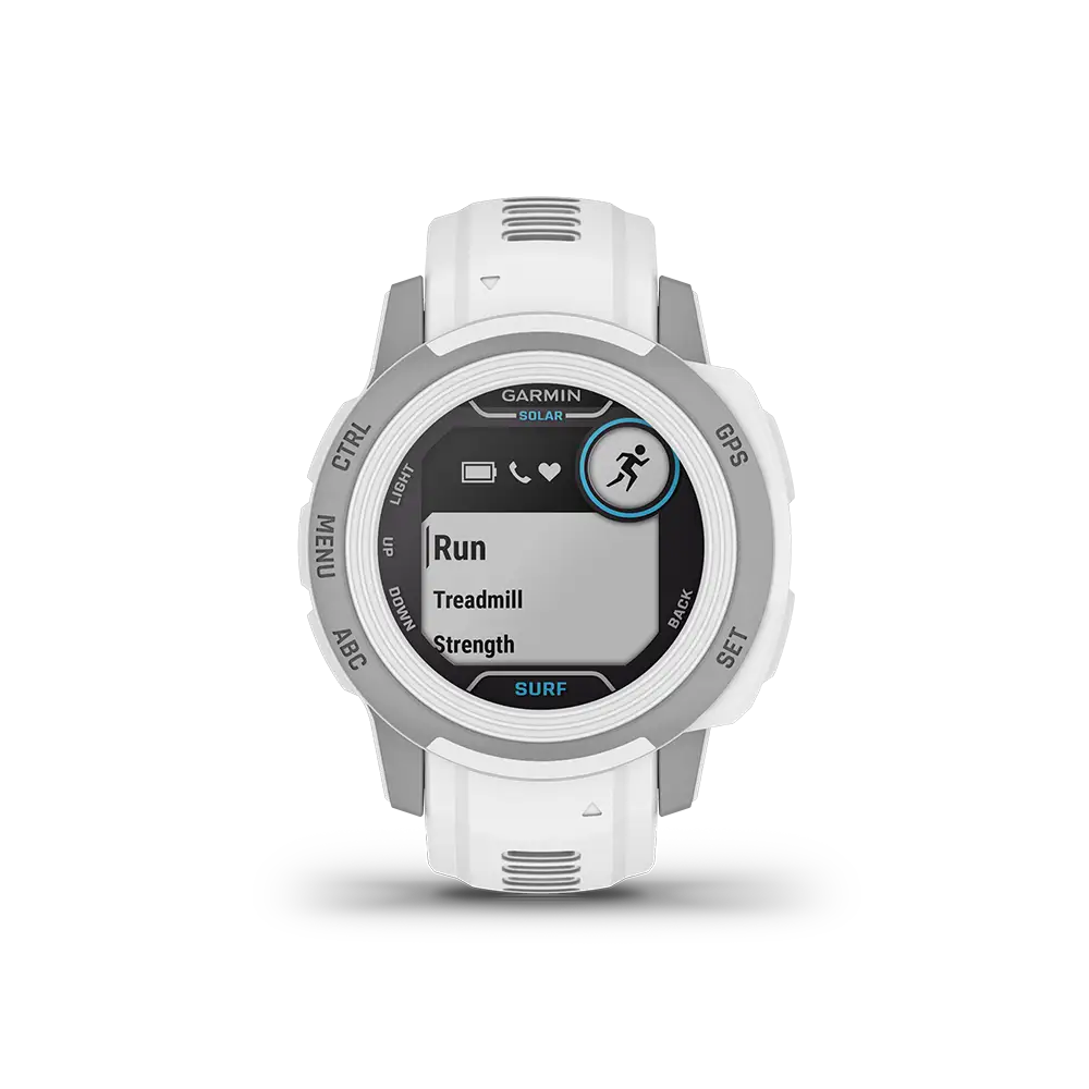 Garmin Instinct2 Solar Surf white workout menu