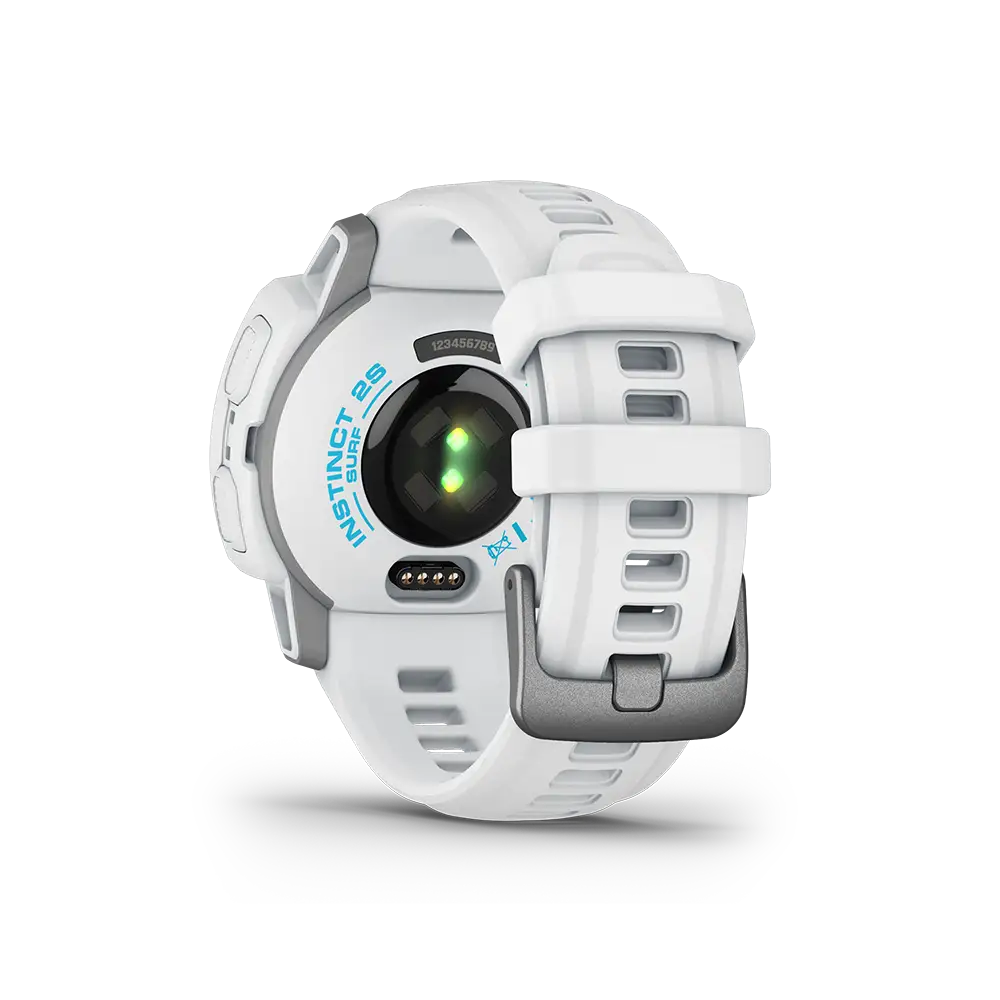 Garmin Instinct2 Solar Surf White back with heart rate monitor