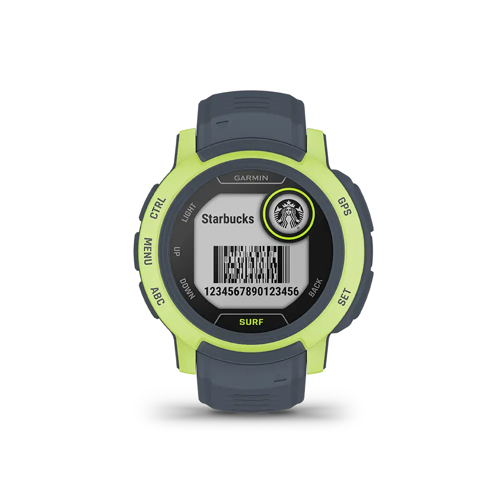 Garmin Instinct 2 Surf blue green starbucks app