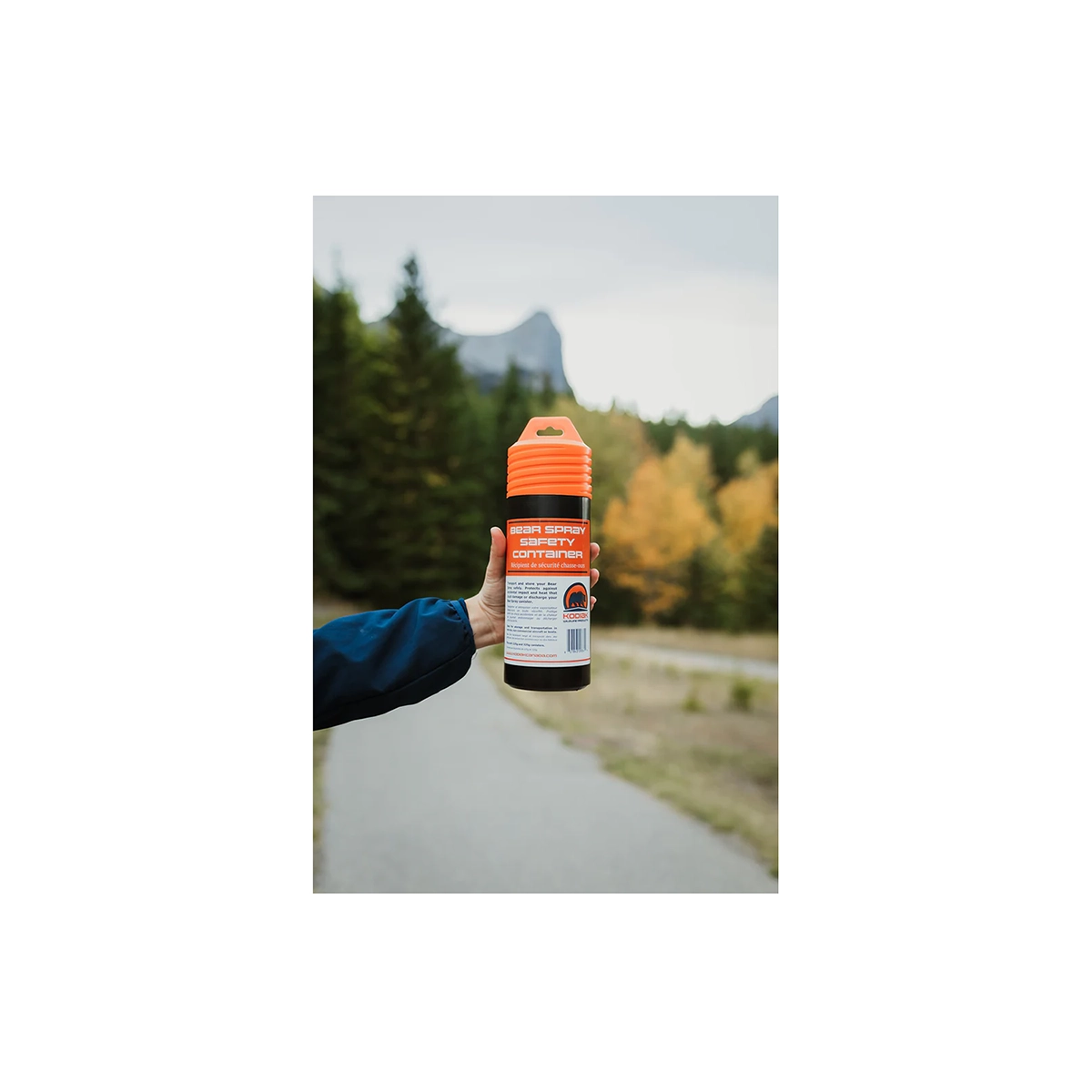 Kodiak Bear Spray Safety Container with Foam in hand