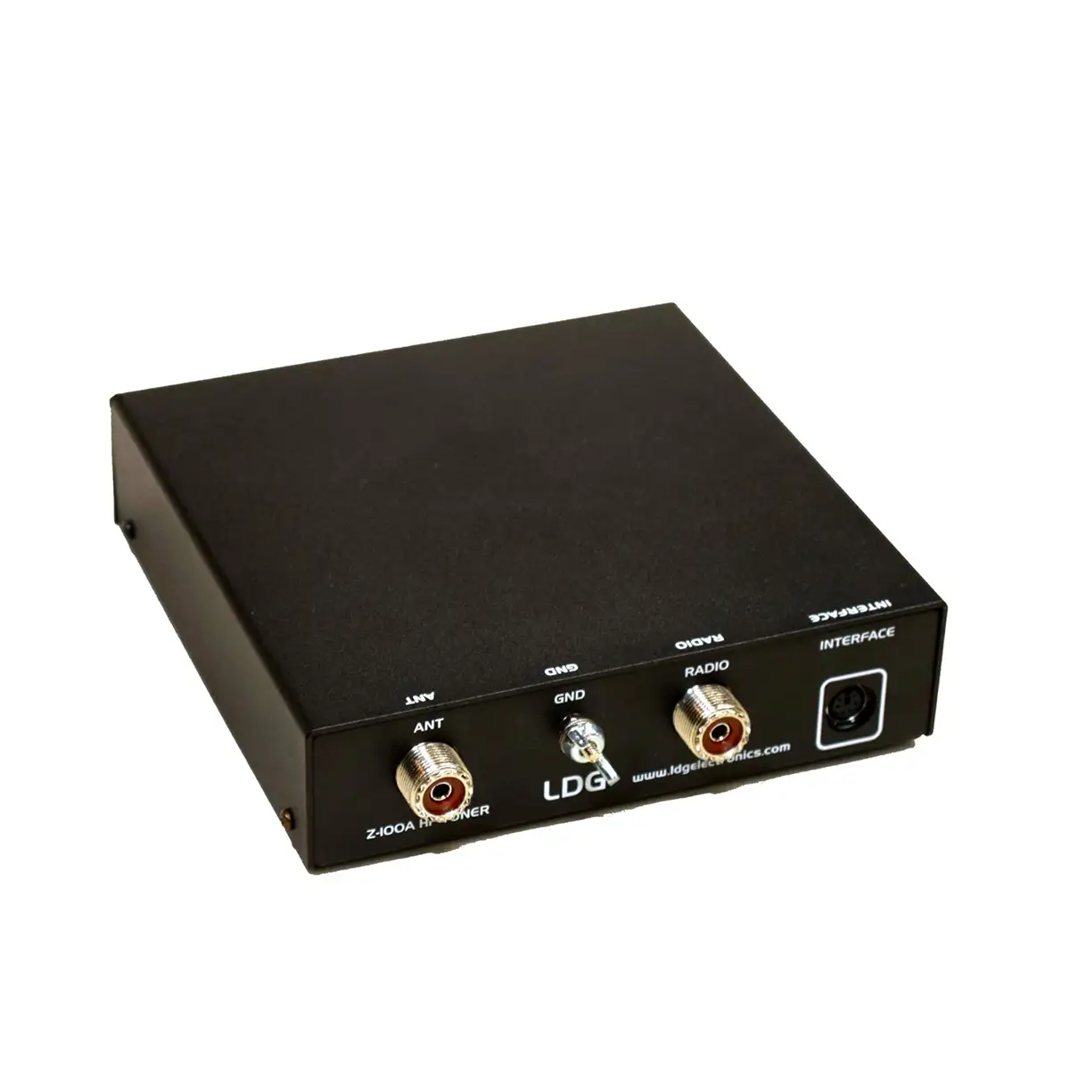 LDG Electronics Z-100A Automatic Desktop Antenna Tuner back view angled to the right