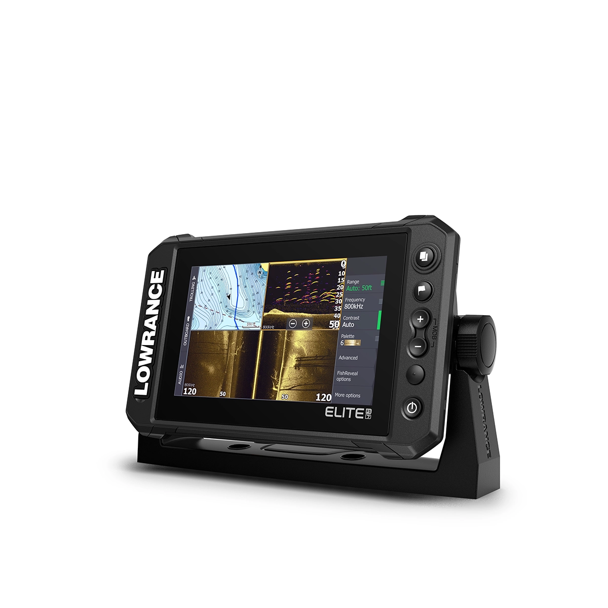 Lowrance Elite FS 7 split screen angled left